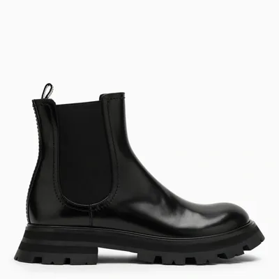 Alexander Mcqueen Black Leather Beatles Boot