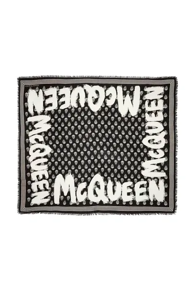 Alexander Mcqueen Graffiti Biker Scarf In Multicolor