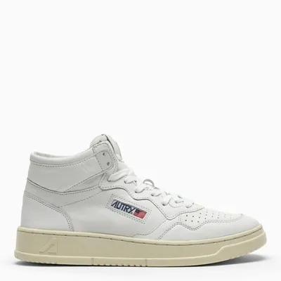 Autry Hig Top White Leather Sneakers With Logo   Man