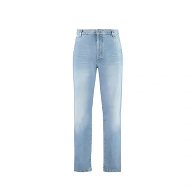 Balmain Cropped Tapered Cotton Denim Jeans In Blue