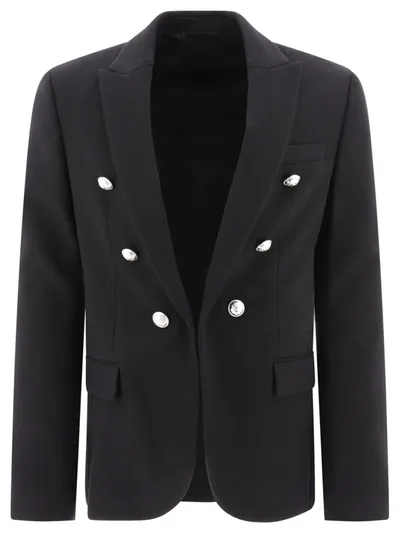 Balmain Flannel Blazer In Black