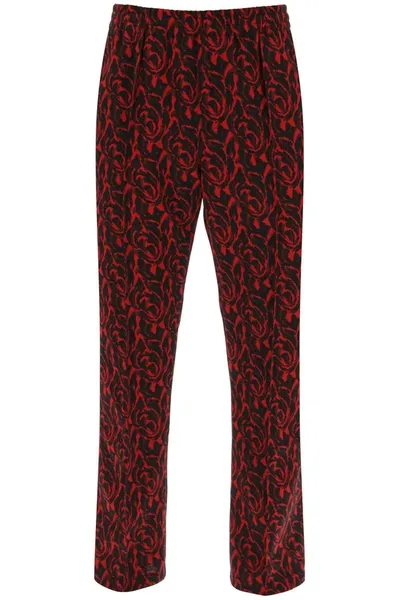 Baracuta X Needles Jacquard Jersey Track Pants In Red,black