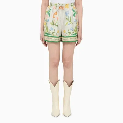 Casablanca Floral Foulard-print Silk Pull-on Shorts In Multicolor