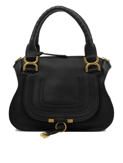 Chloé Marcie Medium Leather Handbag With Removable Shoulder Strap In Black