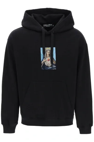 Dolce & Gabbana Graphic-print Cotton Hoodie In Black