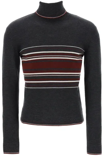 Dolce & Gabbana Striped Wool Turtleneck In Multicolor