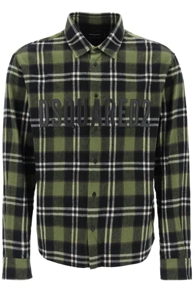 Dsquared2 Plaid-print Flannel Shirt In Green Brown