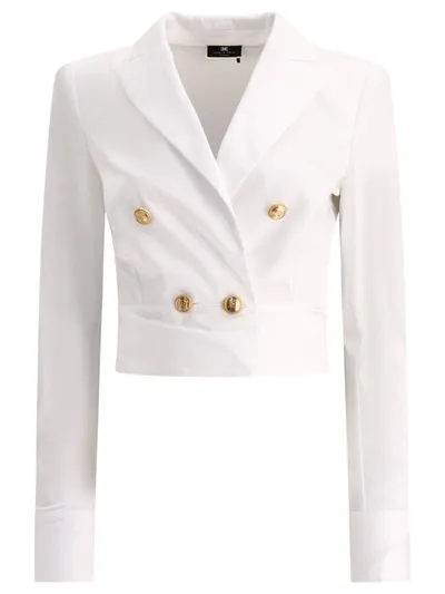 Elisabetta Franchi Cotton Shirt With Sash In White