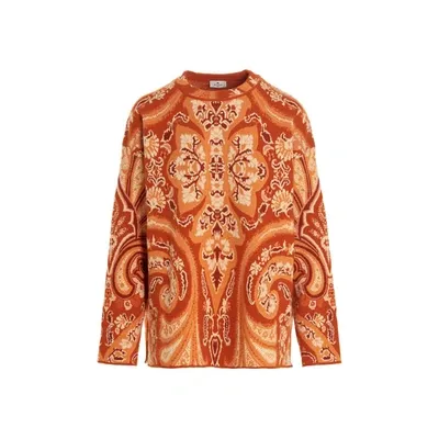 Etro Intarsia-pattern Jumper In Orange