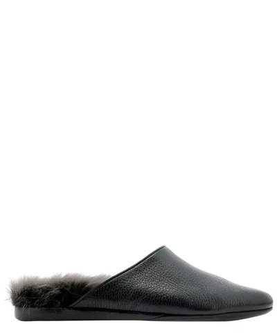 Farfalla Deerskin Slippers In Black