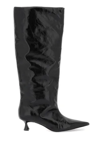 Ganni Vegan Slouchy Tall Boots In Black