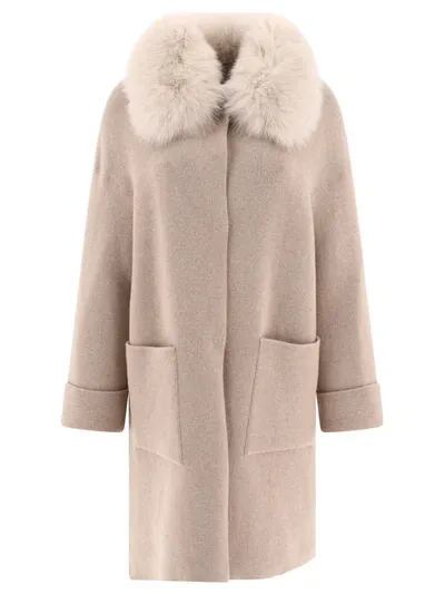 Giovi Wool And Cashmere Coat In Beige