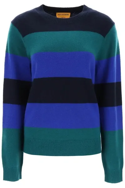 Guest In Residence Stripe Crew Cashmere Sweater In Green