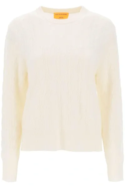 Guest In Residence Twin Cable Cashmere Sweater In White