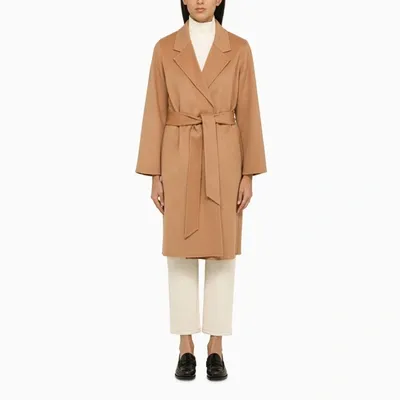 Ivy & Oak V-neck Belted Wool Coat In Golden Camel