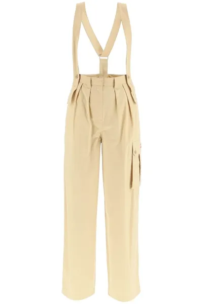 Kenzo Straight-leg Braces Cargo Trousers In Beige