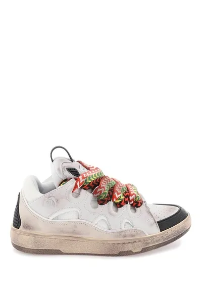 Lanvin Used-effect Curb Sneakers In Multicolor