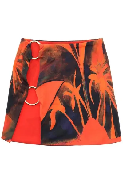 Louisa Ballou Double-ring Palm-tree Print Mini Skirt In Queen's Gambit