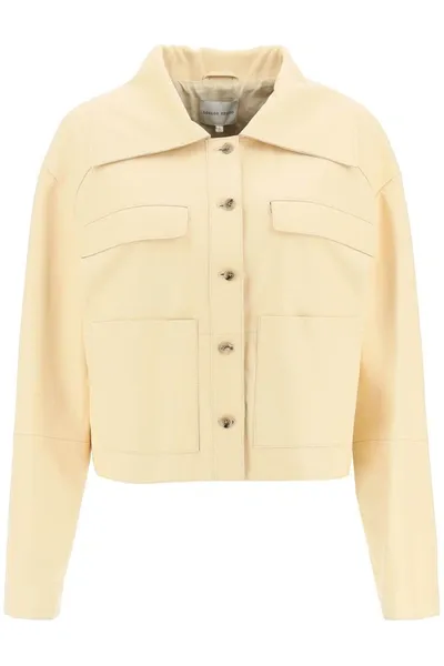 Loulou Studio Sulat Cropped Leather Jacket In Yellow