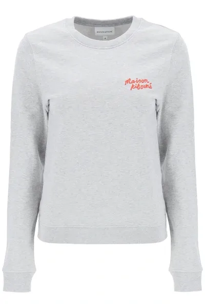 Maison Kitsuné Logo-embroidered Cotton Sweatshirt In White