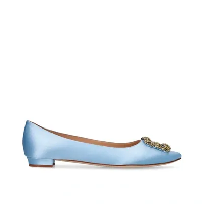 Manolo Blahnik Hangisi Flat Ballerinas In Blue