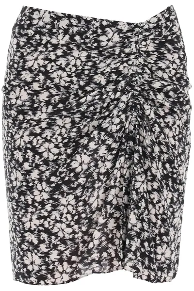 Marant Etoile Angelica Viscose Mini Skirt In Black,white