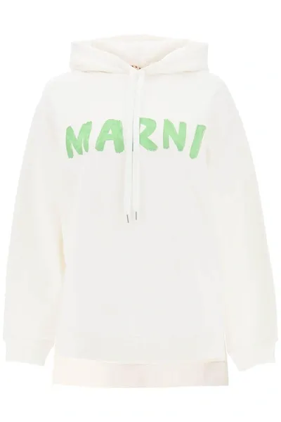 Marni Cotton Logo Sweatshirt In White