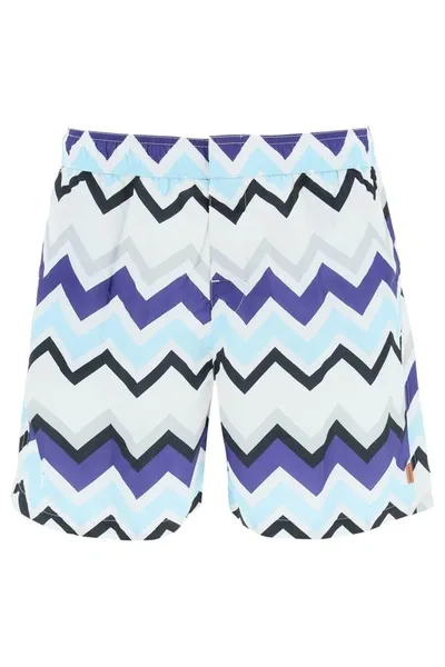 Missoni Zig-zag Print Swim Shorts In Multicolor