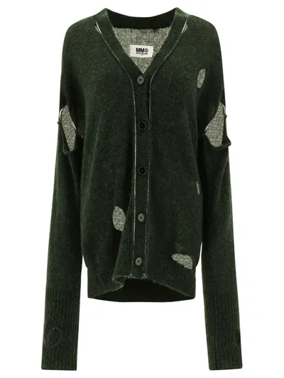 Mm6 Maison Margiela Dark Green Wool Blend Cardigan