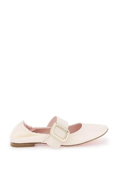 Roger Vivier Lambskin Mary Jane Ballerina Flats In White