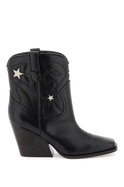 Stella Mccartney Cloudy Alter Mat Star Embroidery Cowboy Boots In Black