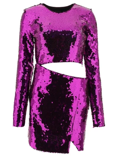 The Andamane Sequined Cut-out Asymmetric Mini Dress In Purple