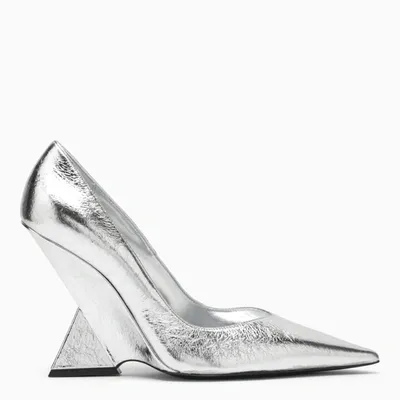 Attico Cheope 105mm Wedge Pumps In Silver