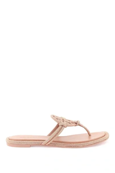 Tory Burch Pavé Leather Thong Sandals In Viola