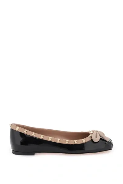 Valentino Garavani Patent Leather Ballet Flats In Black