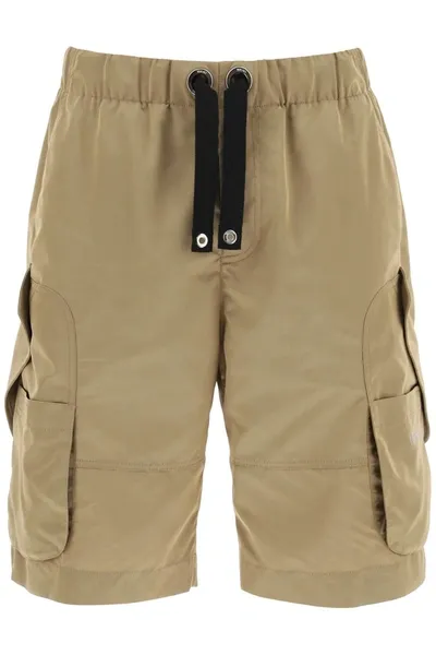 Versace Oversized Nylon Cargo Shorts In Cream