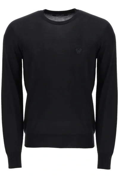 Versace Black Medusa Embroidery Wool Jumper