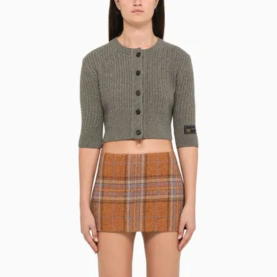 We11 Done Cable-knit Cropped Cardigan In Gray