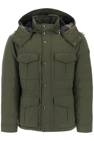 Woolrich Aleutian Hooded Field Jacket In Khaki