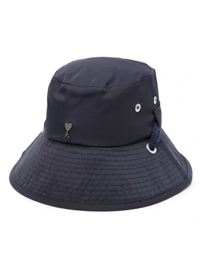 Ami Alexandre Mattiussi Ami De Coeur Logo-plaque Bucket Hat In Night Blue