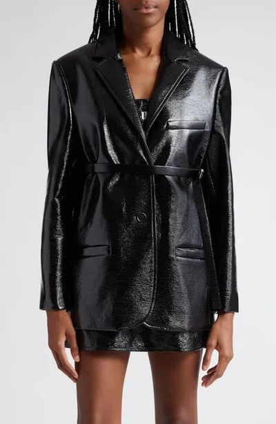 Courrèges Strap Vinyl Tailored Jacket In Black