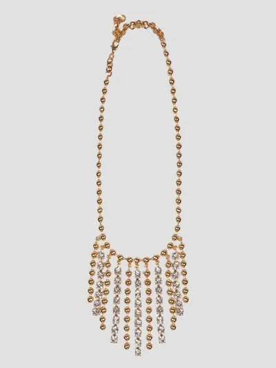 Alessandra Rich Crystal And Chain Fringes Necklace In Metallic