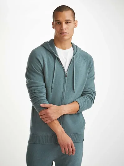 Derek Rose Men's Hoodie Finley Cashmere Teal