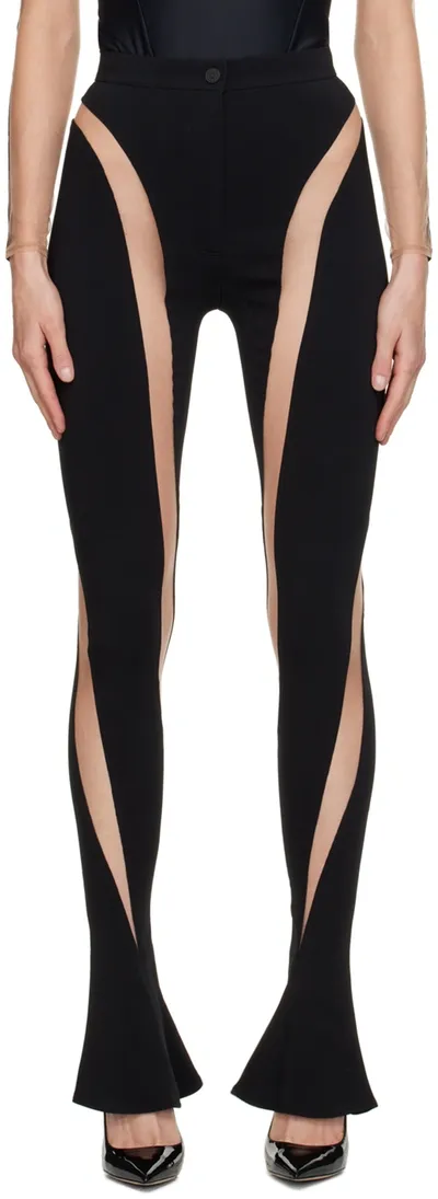 Mugler Black Spiral Trousers In B99n1 Black/nude01