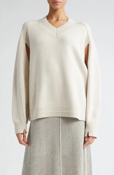 Maria Mcmanus Cape Sleeve Organic Cotton & Recycled Cashmere Sweater In Crema