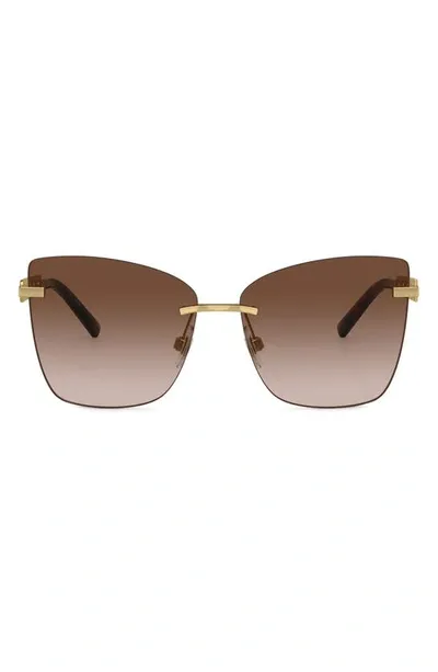 Dolce & Gabbana 59mm Gradient Butterfly Sunglasses In Brown Gradient