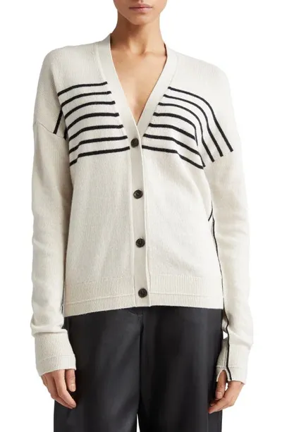 Maria Mcmanus Featherweight Boyfriend Cardigan In Crema Stripe