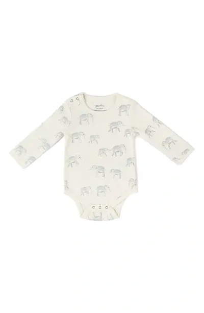 Pehr Babies' Elephant Organic Cotton Bodysuit In Follow Me Elephant