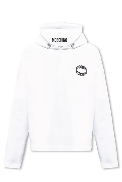 Moschino Logo Printed Hoodie In White