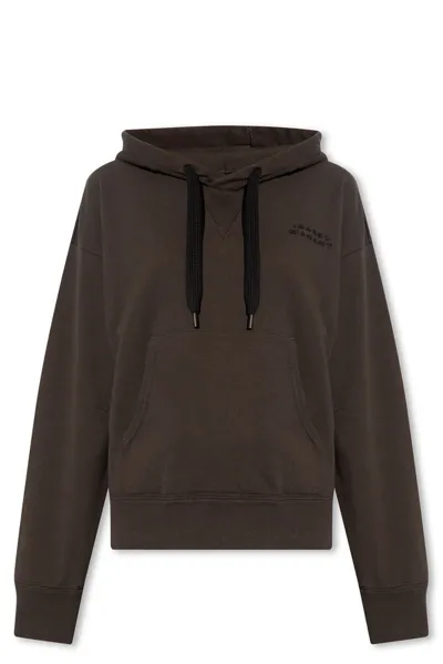 Isabel Marant Solena Logo Embroidered Drawstring Hoodie In Black